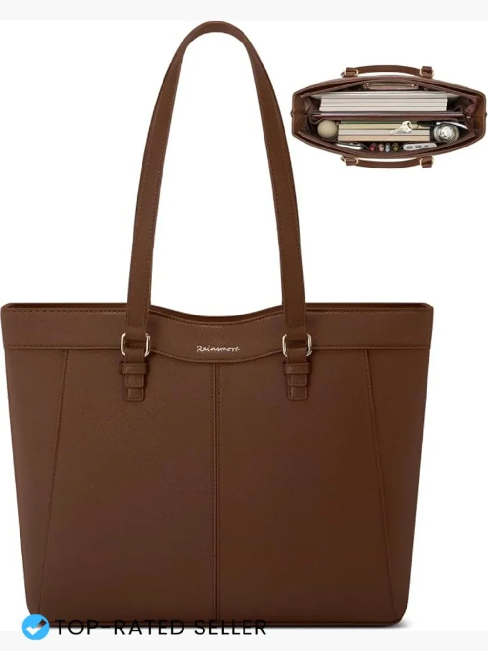 Large Leather Work Tote Bag Women Laptop Purse Shoulder Office Teacher Commuter